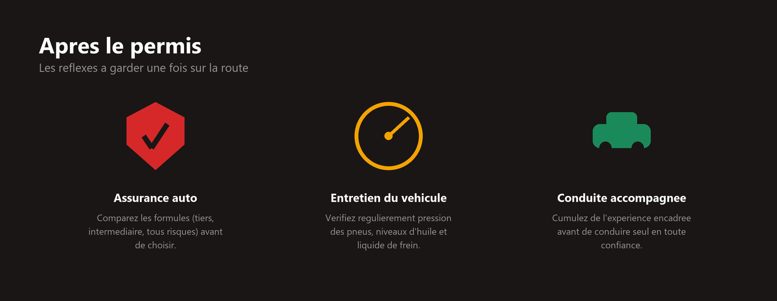 Après le permis : assurance, entretien du véhicule, conduite accompagnée